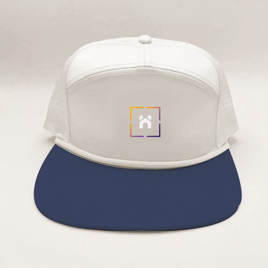 A-frame Hat - Cream and Dark Blue